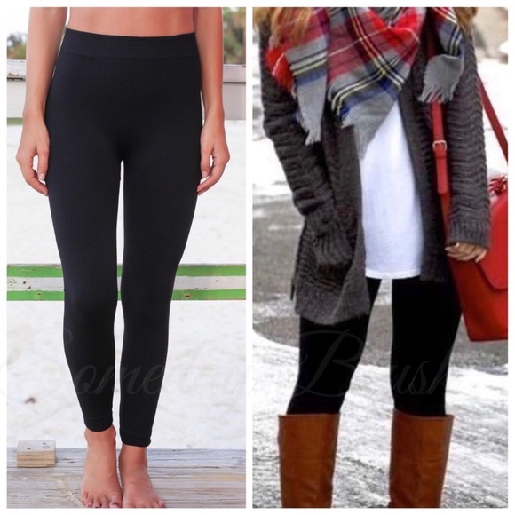 LAST ONE! Black Fleece Lined Leggings - Picture 3 of 8